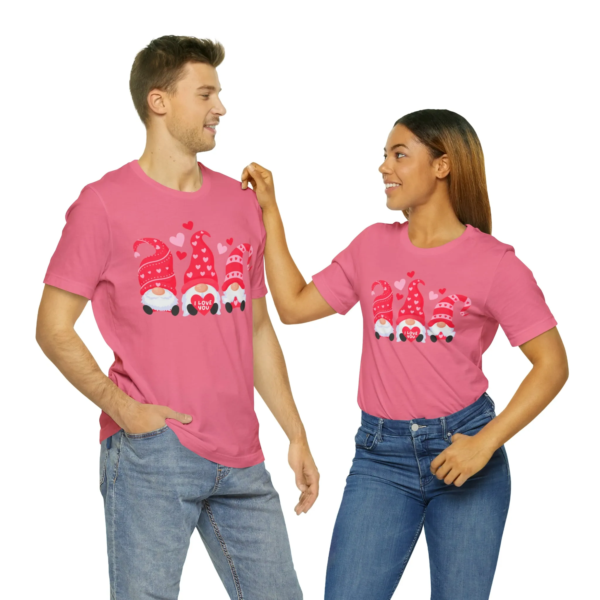 I Love You Gnomes T-Shirt | Heart Love Tee |  Bella Canvas 3001 Unisex | Happy Valentine's Day Short Sleeve Tshirt