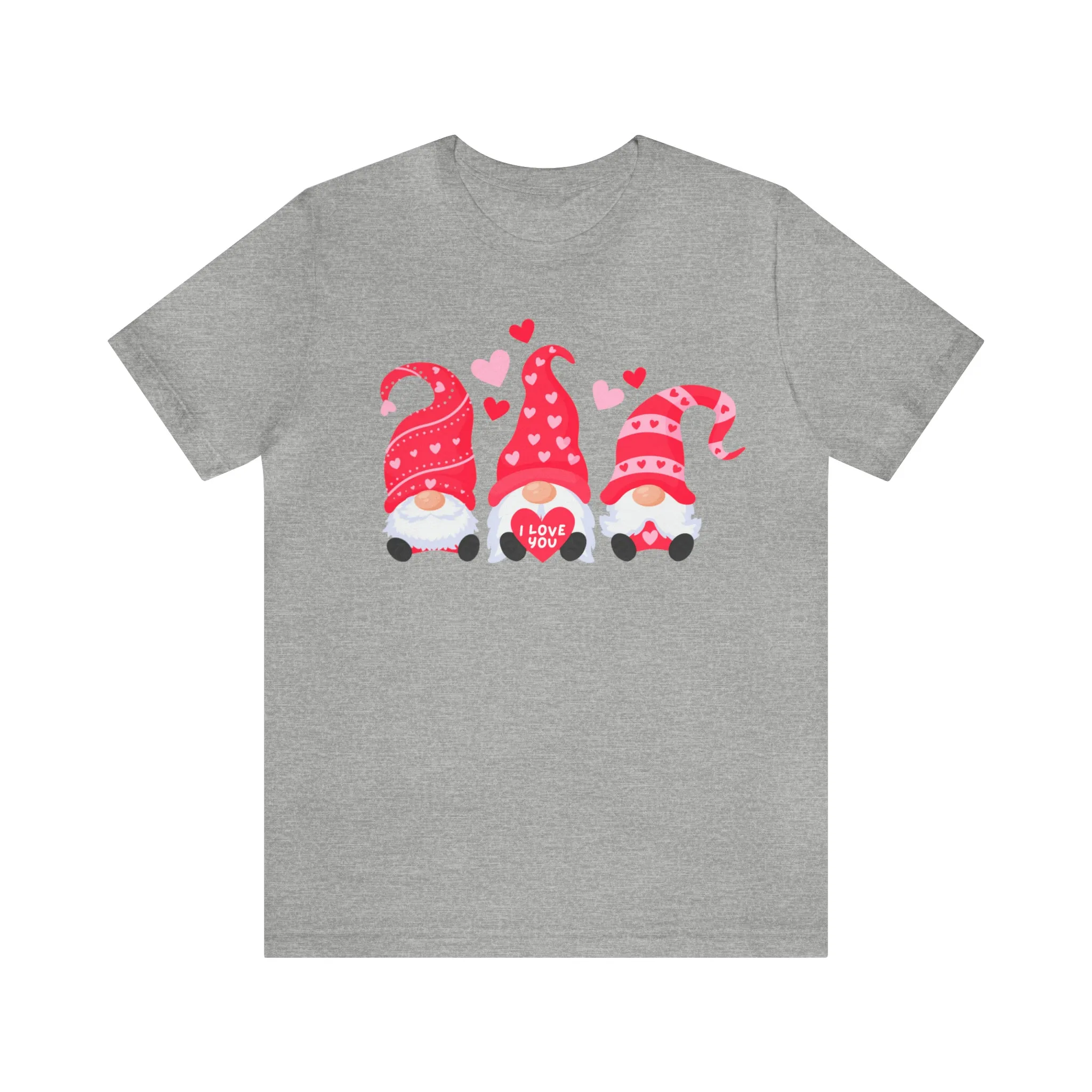 I Love You Gnomes T-Shirt | Heart Love Tee |  Bella Canvas 3001 Unisex | Happy Valentine's Day Short Sleeve Tshirt
