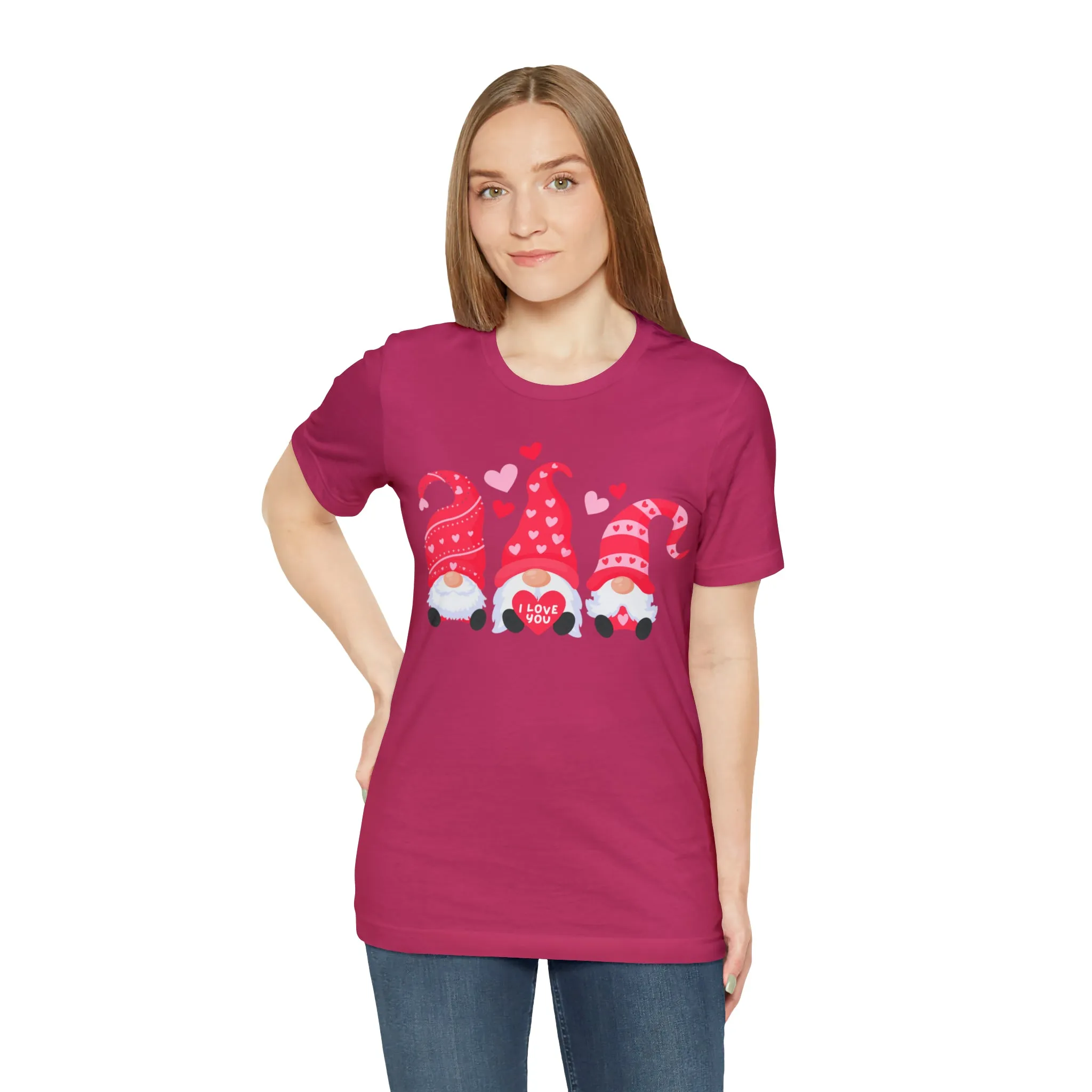I Love You Gnomes T-Shirt | Heart Love Tee |  Bella Canvas 3001 Unisex | Happy Valentine's Day Short Sleeve Tshirt