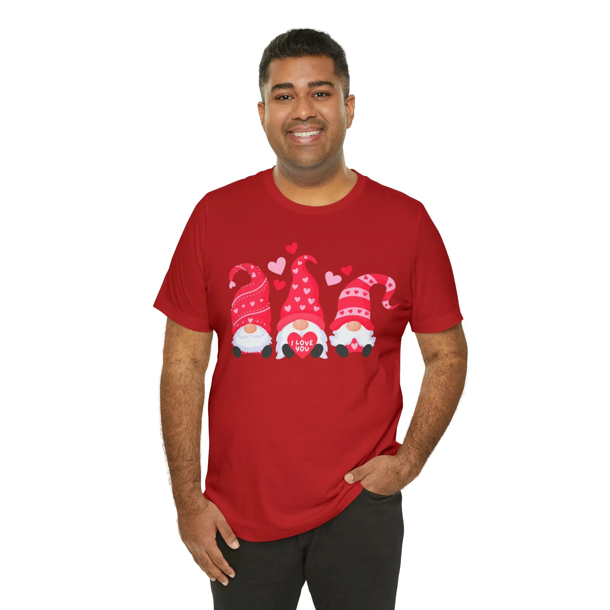 I Love You Gnomes T-Shirt | Heart Love Tee |  Bella Canvas 3001 Unisex | Happy Valentine's Day Short Sleeve Tshirt