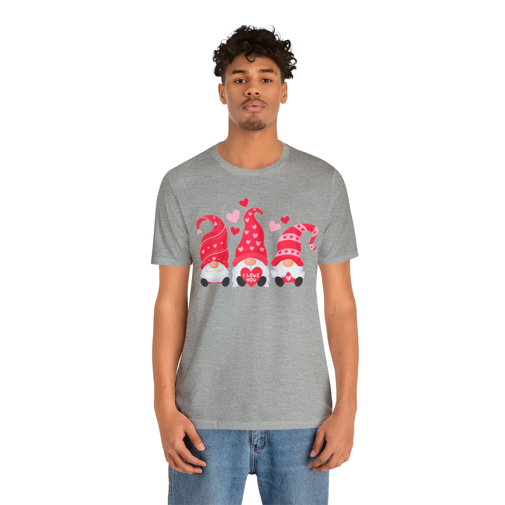 I Love You Gnomes T-Shirt | Heart Love Tee |  Bella Canvas 3001 Unisex | Happy Valentine's Day Short Sleeve Tshirt