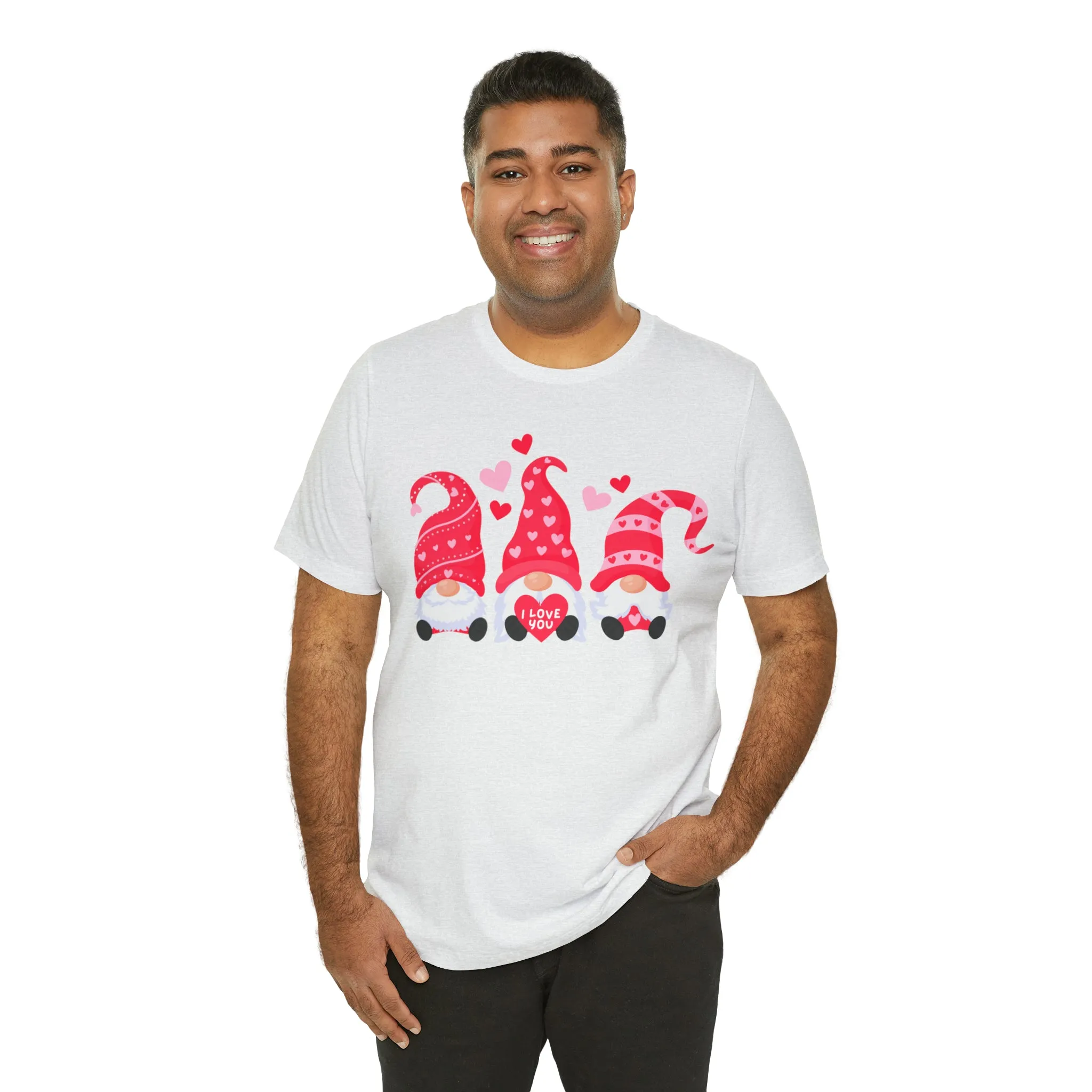 I Love You Gnomes T-Shirt | Heart Love Tee |  Bella Canvas 3001 Unisex | Happy Valentine's Day Short Sleeve Tshirt