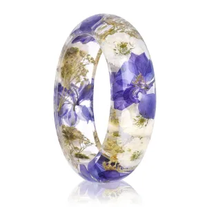 Indigo & Green Dried Floral Resin Bangle