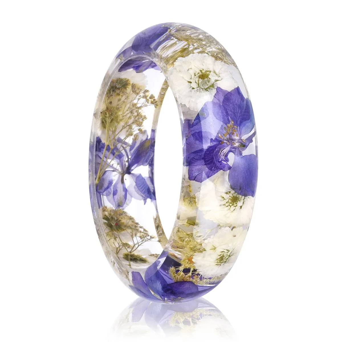 Indigo & Green Dried Floral Resin Bangle