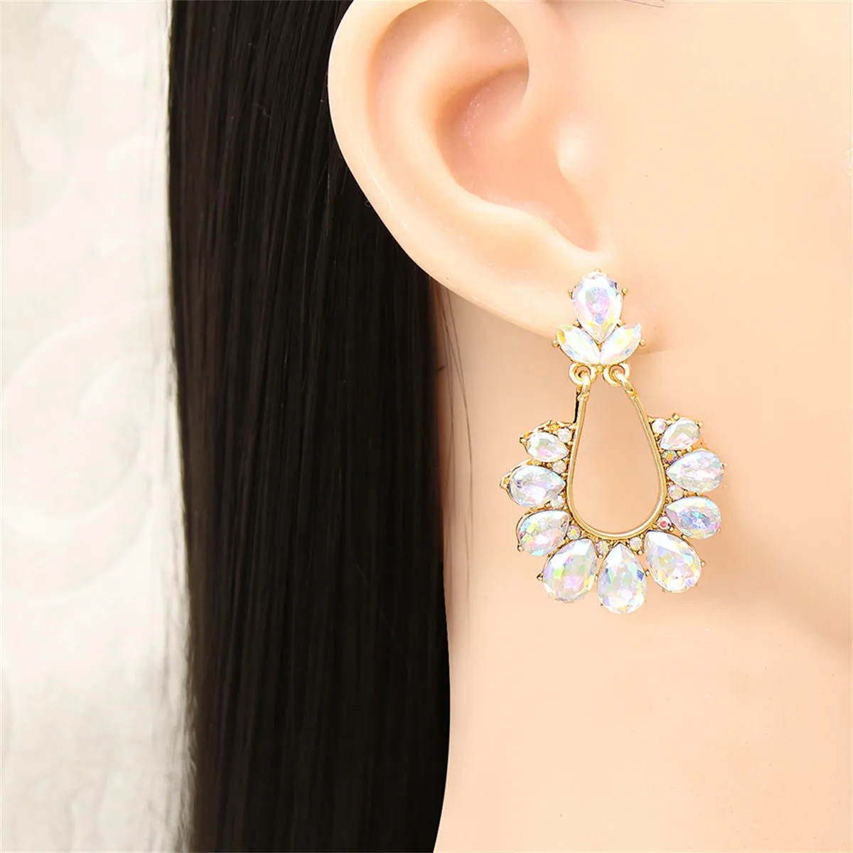 Iridescent Crystal & Cubic Zirconia 18K Gold-Plated Drop Earrings