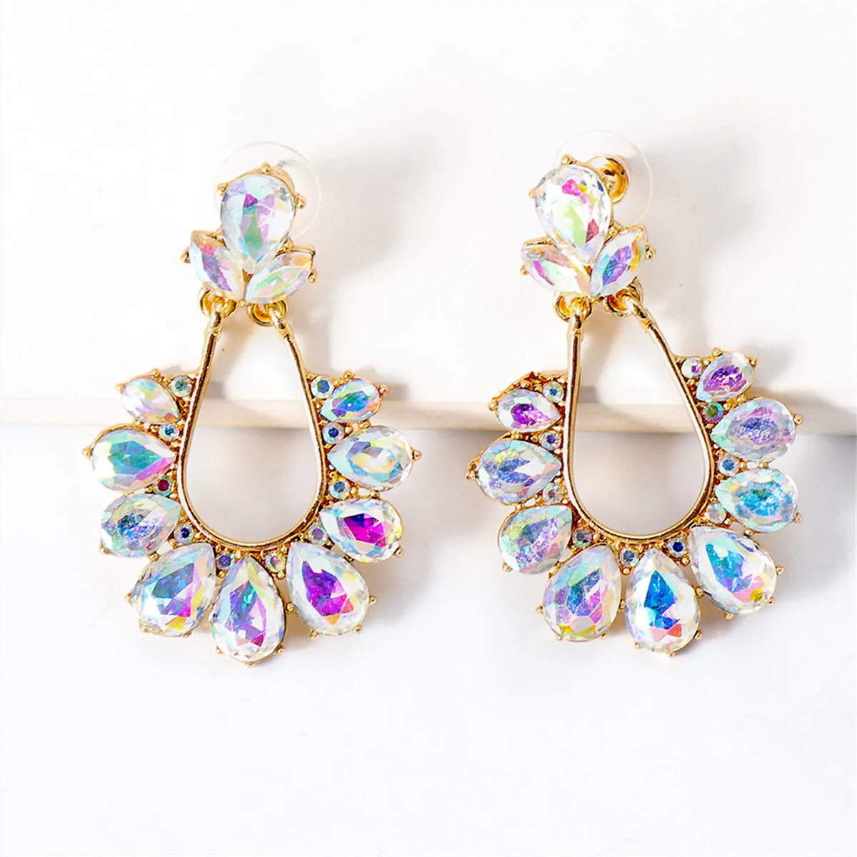 Iridescent Crystal & Cubic Zirconia 18K Gold-Plated Drop Earrings