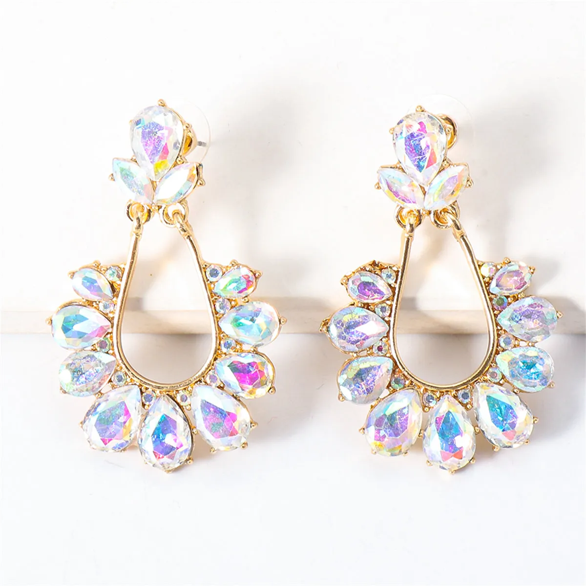 Iridescent Crystal & Cubic Zirconia 18K Gold-Plated Drop Earrings