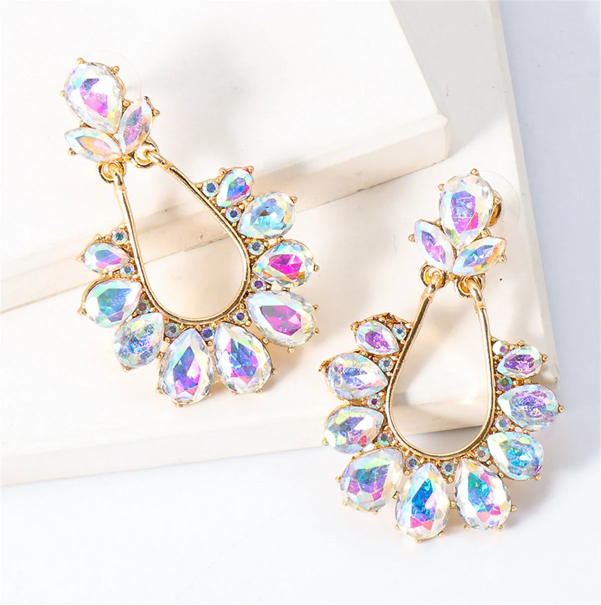 Iridescent Crystal & Cubic Zirconia 18K Gold-Plated Drop Earrings