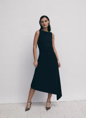 Iris Setlakwe - Asymetric Gathered Midi Dress - Navy