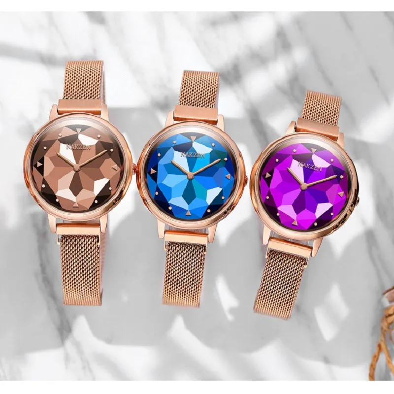 Irregular Mirror Magnetic Strap Women's Watch