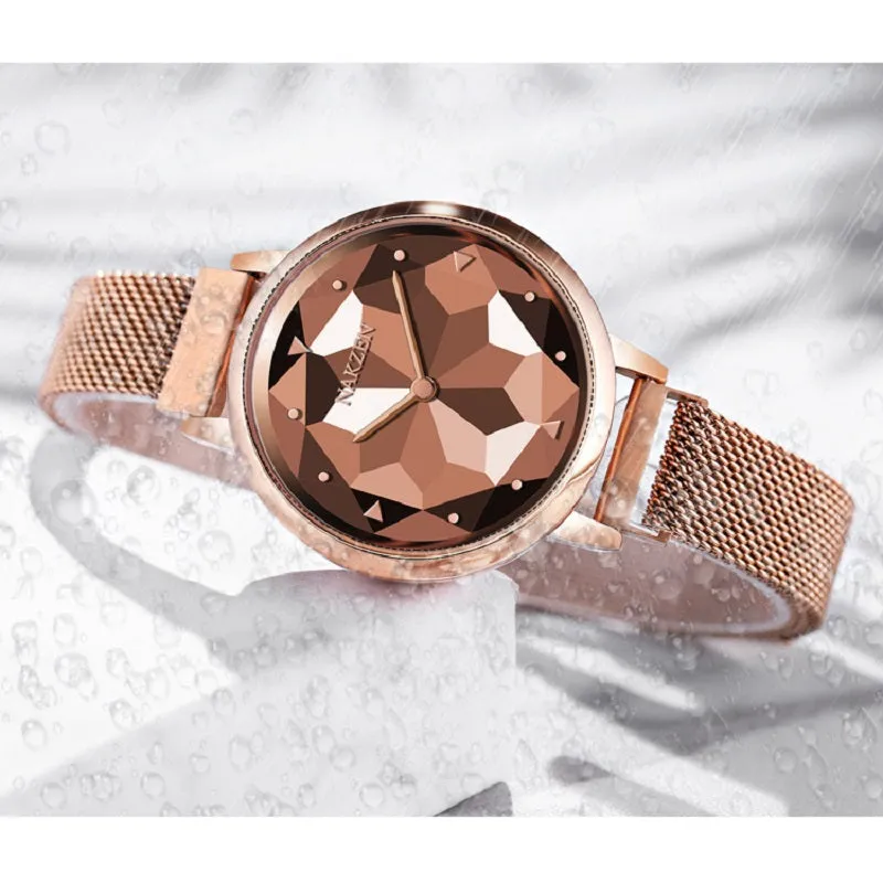 Irregular Mirror Magnetic Strap Women's Watch