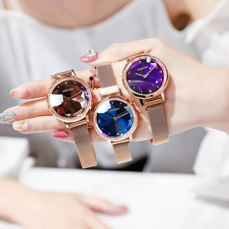 Irregular Mirror Magnetic Strap Women's Watch