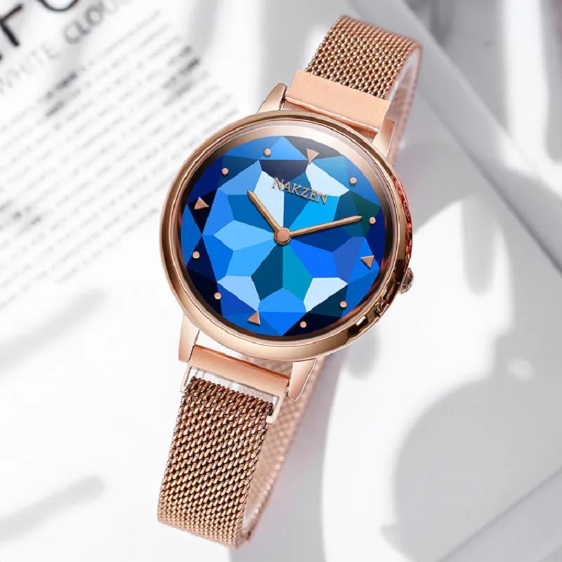 Irregular Mirror Magnetic Strap Women's Watch