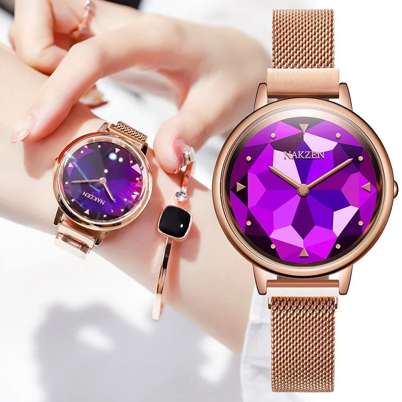 Irregular Mirror Magnetic Strap Women's Watch