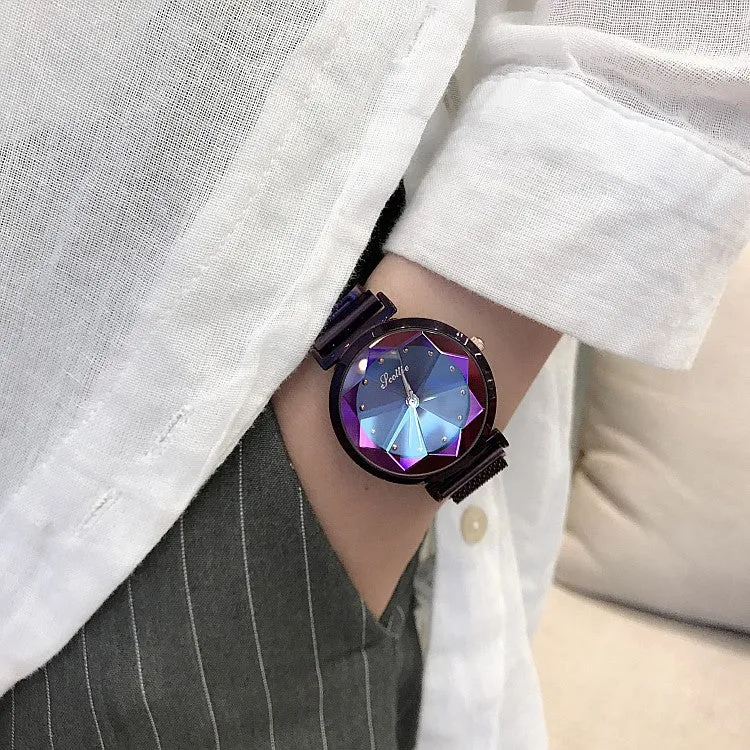 Irregular Mirror Round Dial Women's Watch