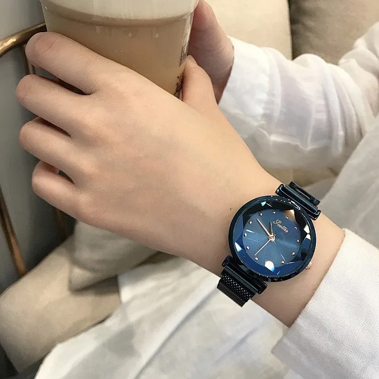 Irregular Mirror Round Dial Women's Watch