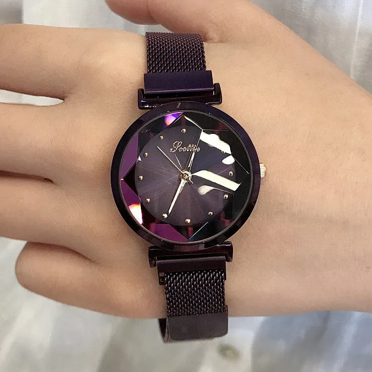 Irregular Mirror Round Dial Women's Watch