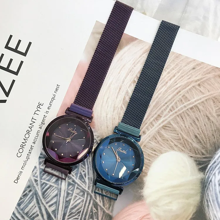 Irregular Mirror Round Dial Women's Watch
