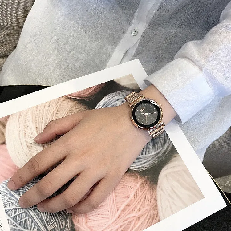 Irregular Mirror Round Dial Women's Watch