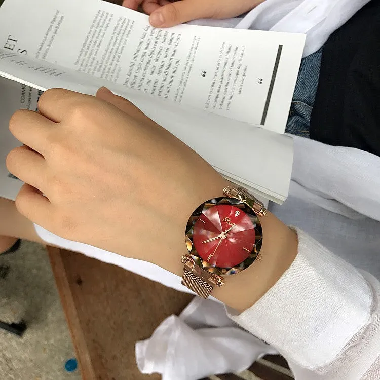 Irregular Mirror Round Dial Women's Watch