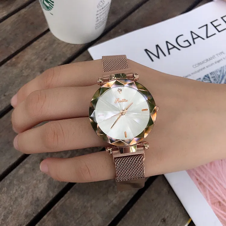 Irregular Mirror Round Dial Women's Watch