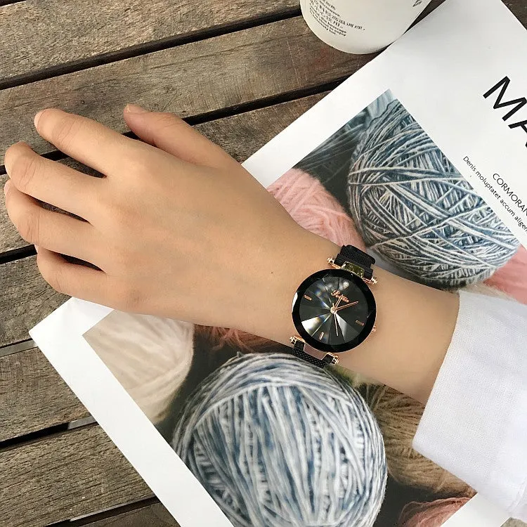 Irregular Mirror Round Dial Women's Watch