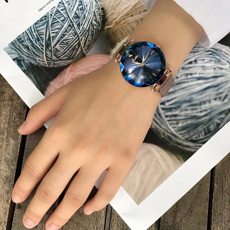 Irregular Mirror Round Dial Women's Watch