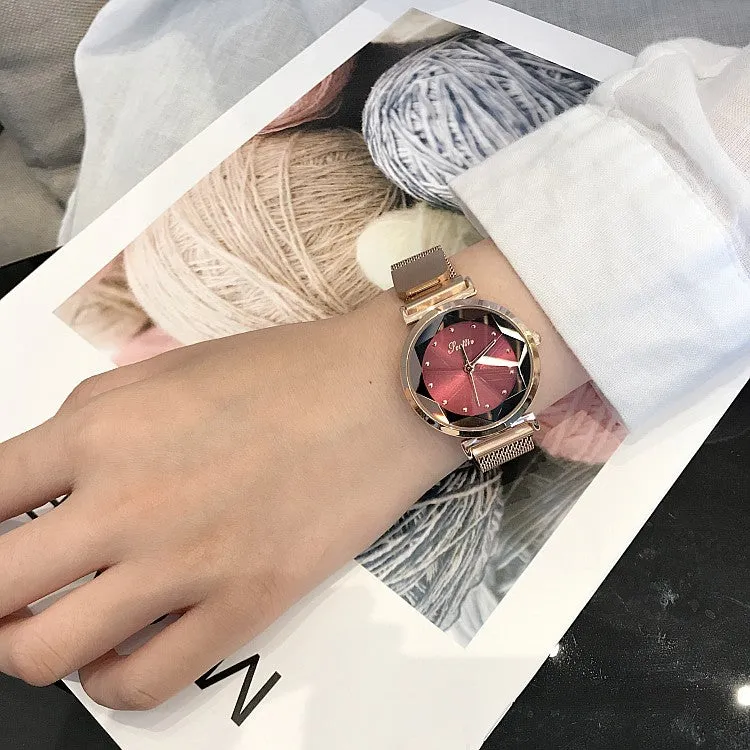 Irregular Mirror Round Dial Women's Watch
