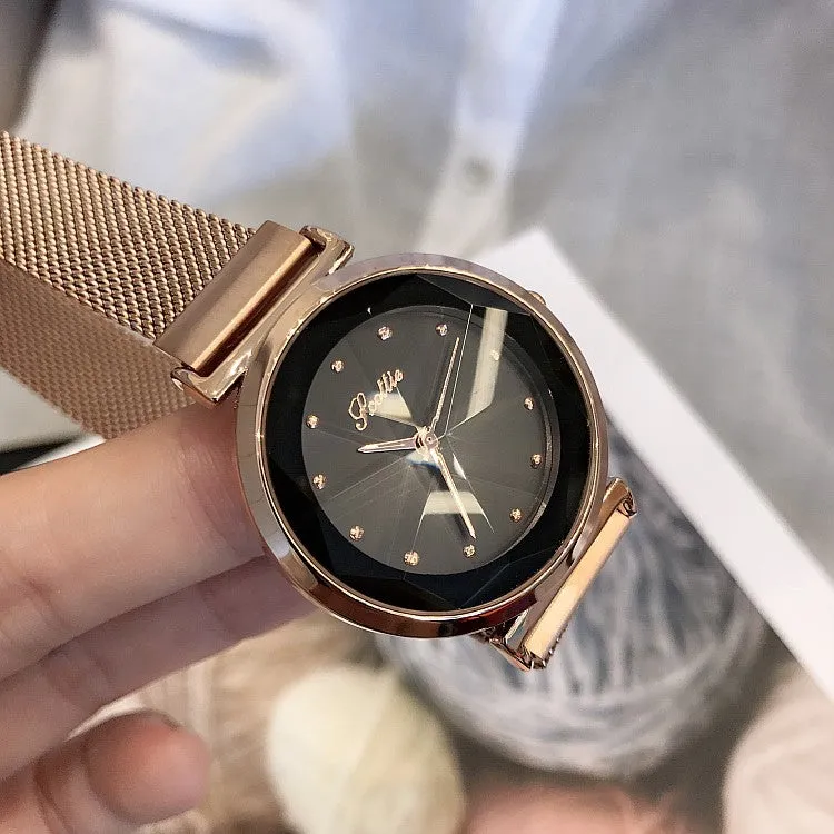 Irregular Mirror Round Dial Women's Watch