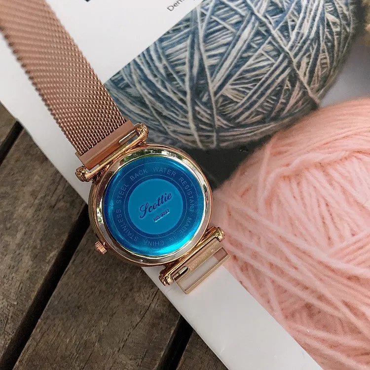 Irregular Mirror Round Dial Women's Watch