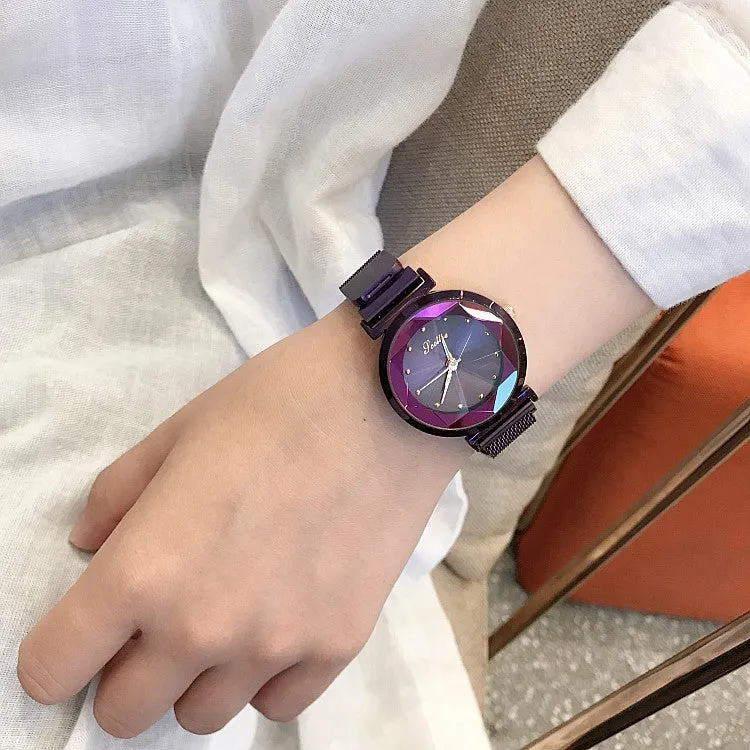 Irregular Mirror Round Dial Women's Watch