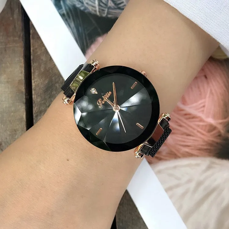 Irregular Mirror Round Dial Women's Watch