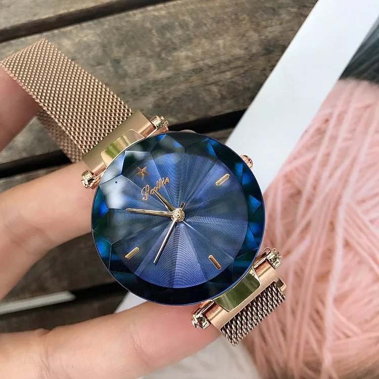 Irregular Mirror Round Dial Women's Watch