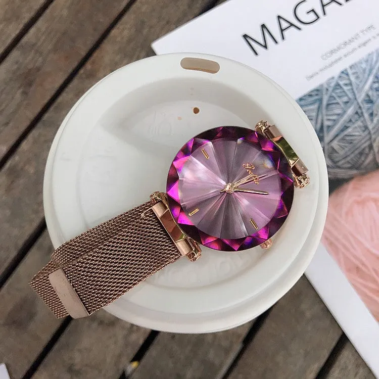 Irregular Mirror Round Dial Women's Watch