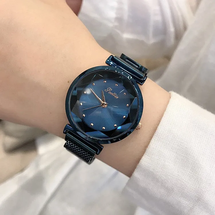 Irregular Mirror Round Dial Women's Watch