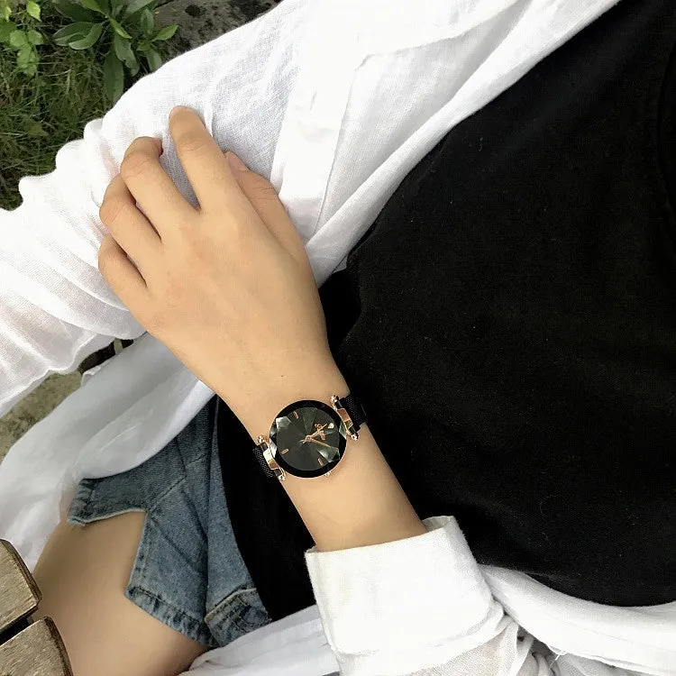 Irregular Mirror Round Dial Women's Watch