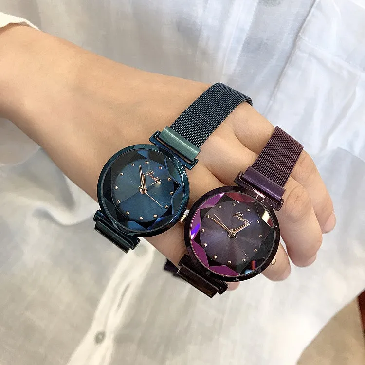 Irregular Mirror Round Dial Women's Watch