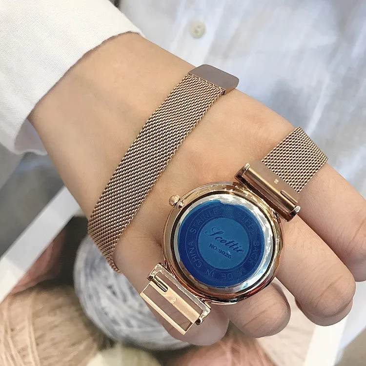 Irregular Mirror Round Dial Women's Watch