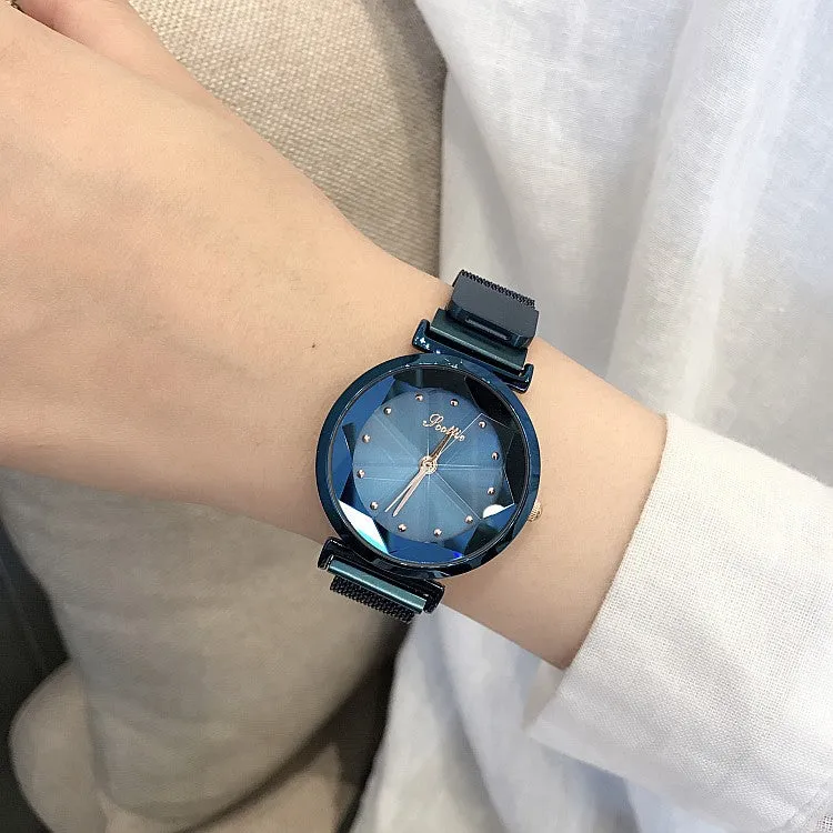 Irregular Mirror Round Dial Women's Watch