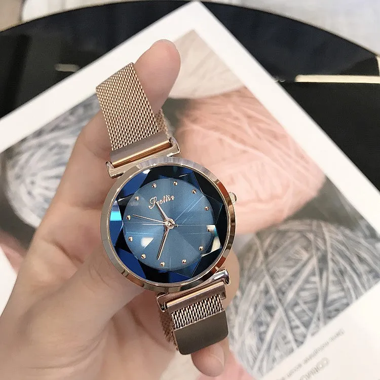 Irregular Mirror Round Dial Women's Watch