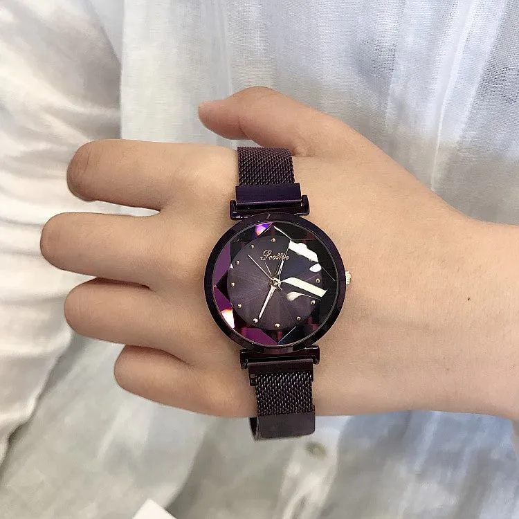 Irregular Mirror Round Dial Women's Watch