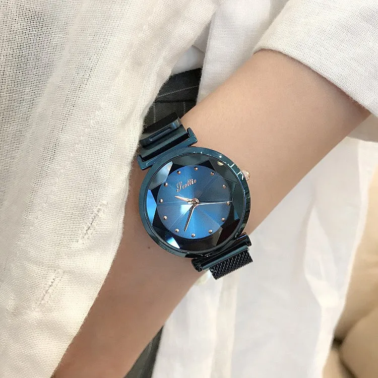 Irregular Mirror Round Dial Women's Watch