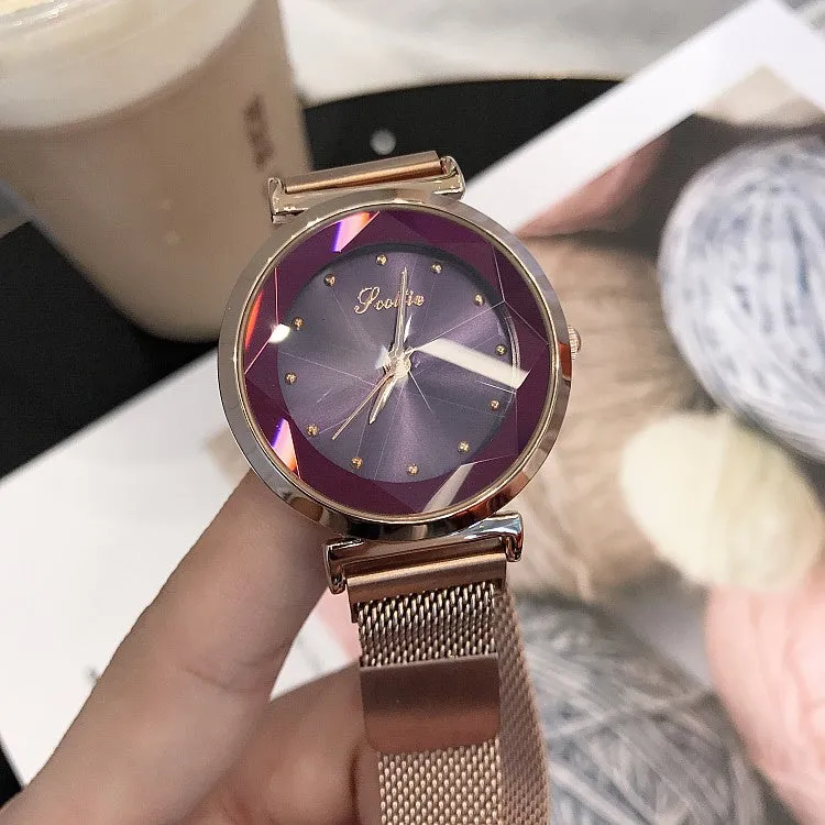 Irregular Mirror Round Dial Women's Watch