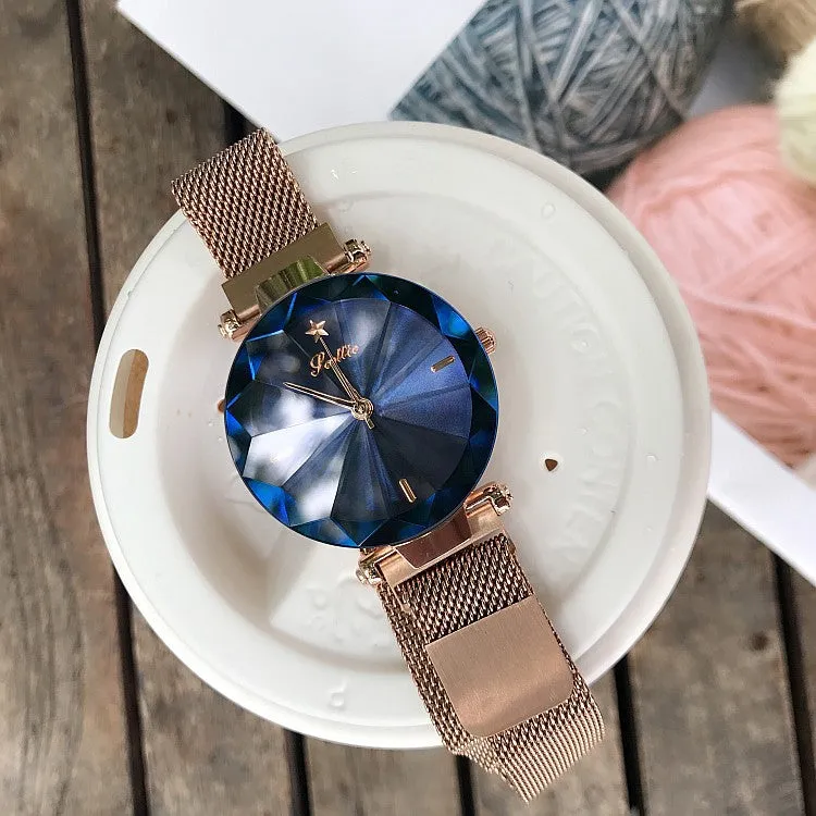 Irregular Mirror Round Dial Women's Watch