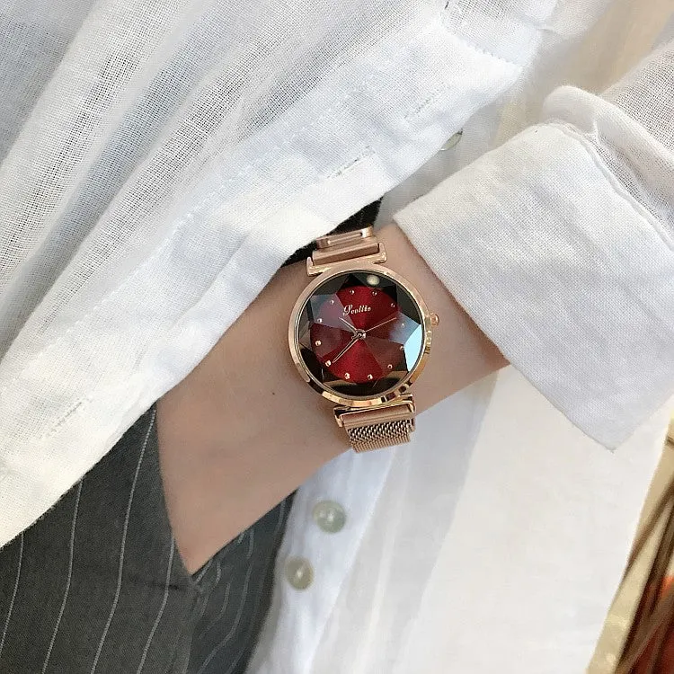 Irregular Mirror Round Dial Women's Watch