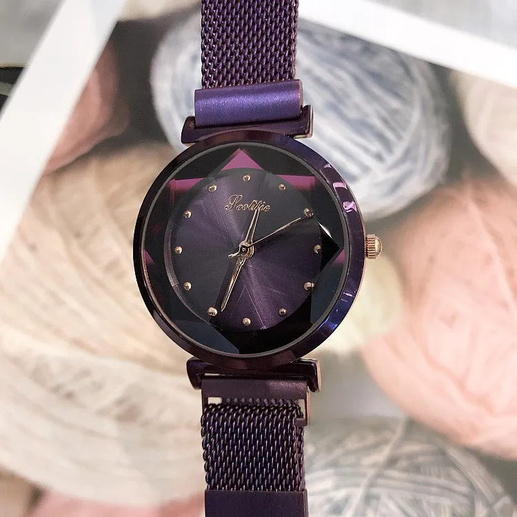 Irregular Mirror Round Dial Women's Watch