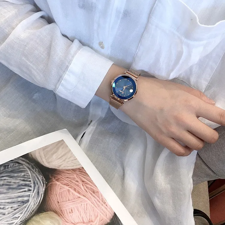 Irregular Mirror Round Dial Women's Watch