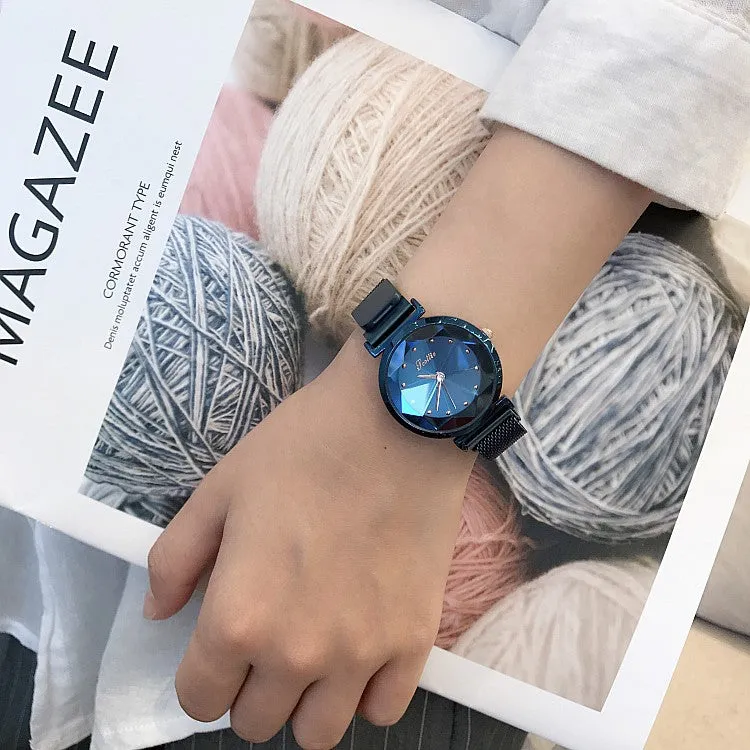 Irregular Mirror Round Dial Women's Watch