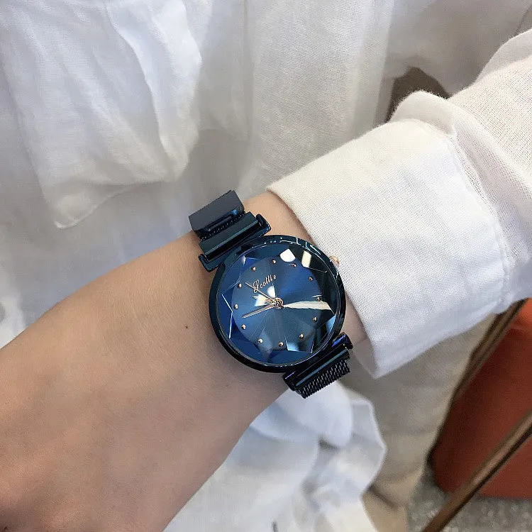 Irregular Mirror Round Dial Women's Watch