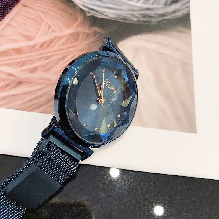 Irregular Mirror Round Dial Women's Watch